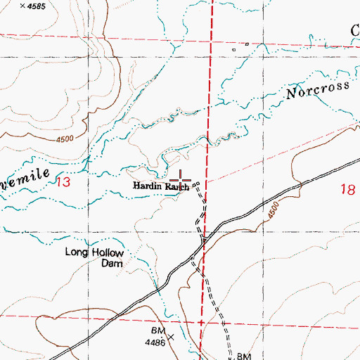 Topographic Map of Hardin Ranch, OR