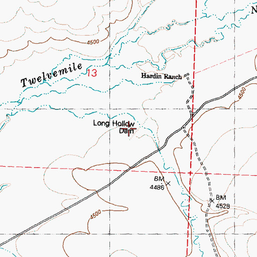 Topographic Map of Long Hollow Dam, OR