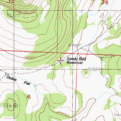 Topographic Map of Sandy Bed Reservoir, OR