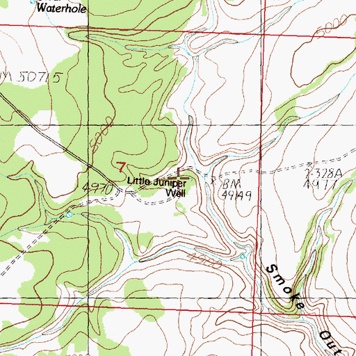 Topographic Map of Little Juniper Well, OR