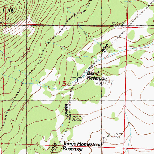 Topographic Map of Bend Reservoir, OR