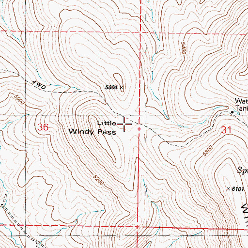 Topographic Map of Little Windy Pass, OR