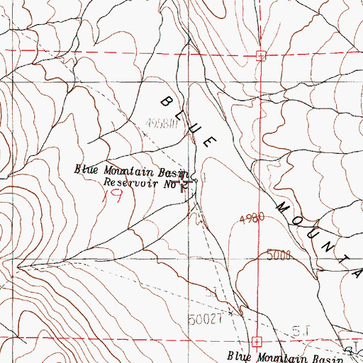 Topographic Map of Blue Mountain Basin Reservoir Number Two, OR