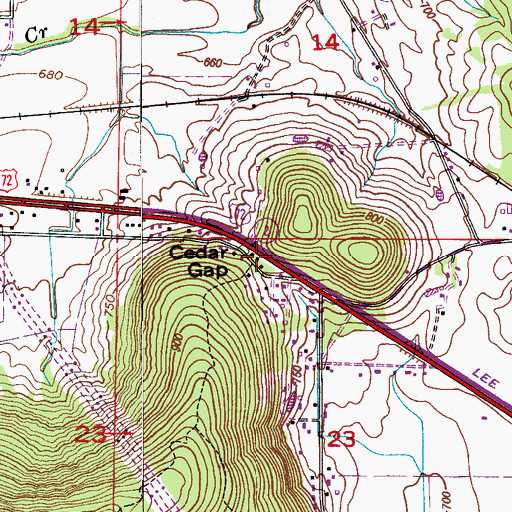 Topographic Map of Cedar Gap, AL