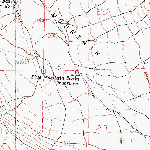 Topographic Map of Blue Mountain Basin Reservoir, OR