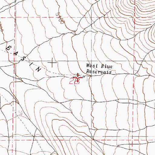 Topographic Map of West Blue Reservoir, OR