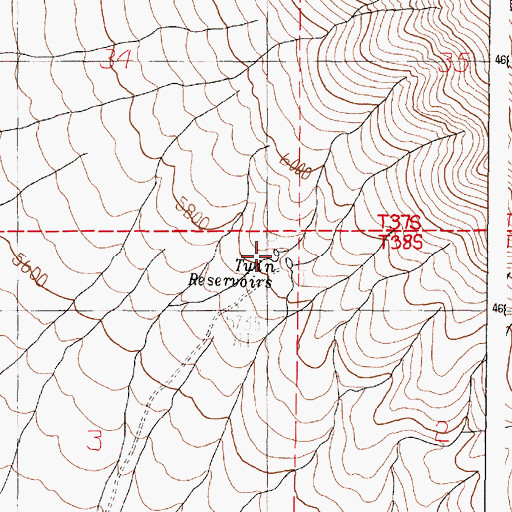Topographic Map of Twin Reservoir, OR