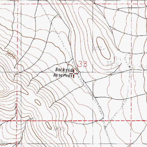 Topographic Map of Backside Reservoir, OR