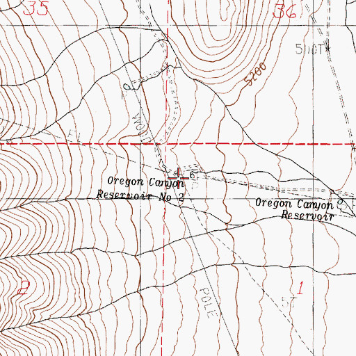 Topographic Map of Oregon Canyon Reservoir Number Two, OR