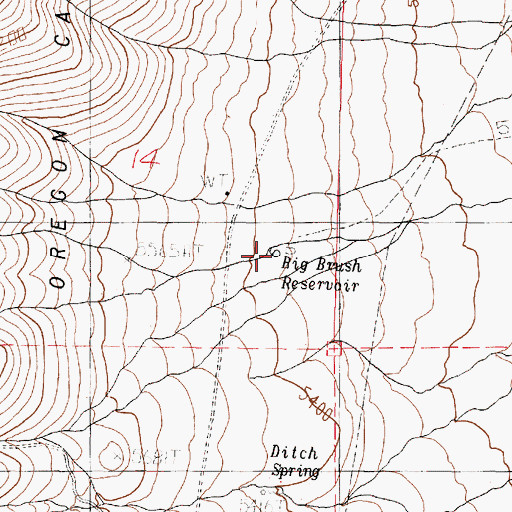 Topographic Map of Big Brush Reservoir, OR