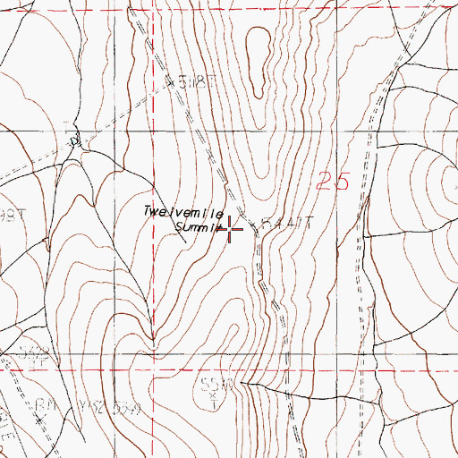 Topographic Map of Twelvemile Summit, OR