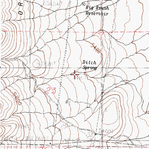 Topographic Map of Ditch Spring, OR