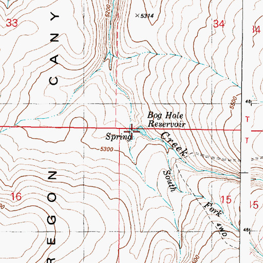 Topographic Map of Bog Hole Reservoir, OR