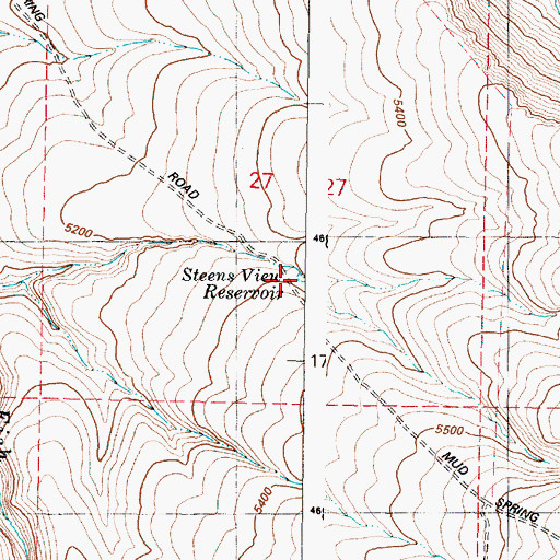 Topographic Map of Steens View Reservoir, OR