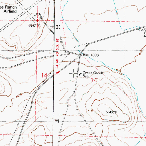 Topographic Map of Trout Creek School (historical), OR