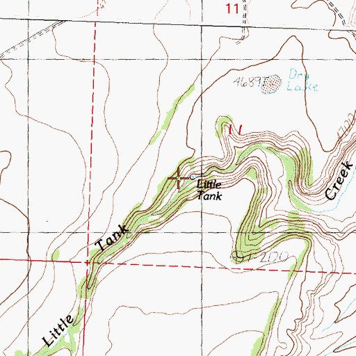 Topographic Map of Little Tank, OR