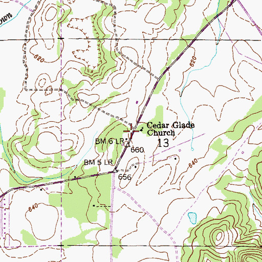 Topographic Map of Cedar Glade Baptist Church, AL