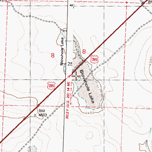 Topographic Map of Blowhole Lake, OR