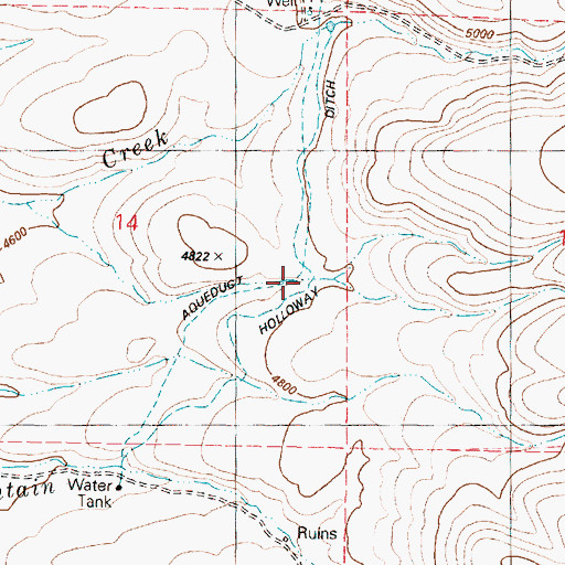 Topographic Map of Holloway Ditch, OR