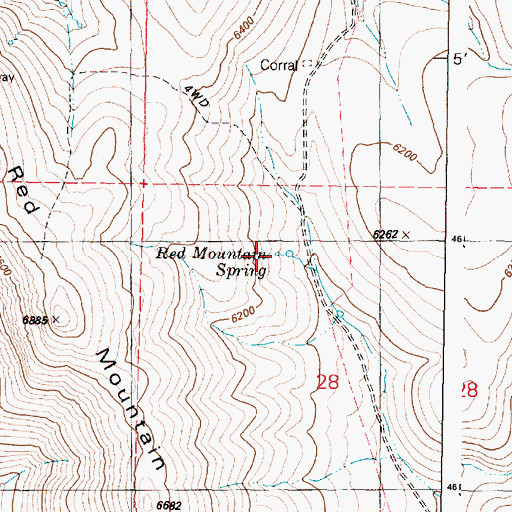 Topographic Map of Red Mountain Spring, OR