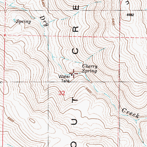 Topographic Map of Cherry Spring, OR