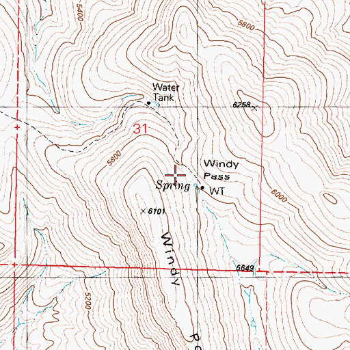 Topographic Map of Windy Pass, OR