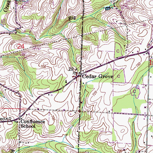 Topographic Map of Cedar Grove, AL