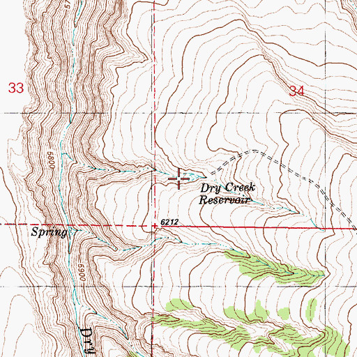 Topographic Map of Dry Creek Reservoir, OR
