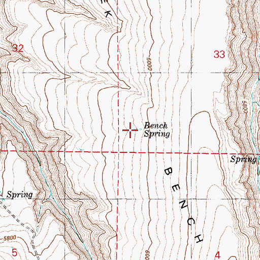 Topographic Map of Bench Spring, OR