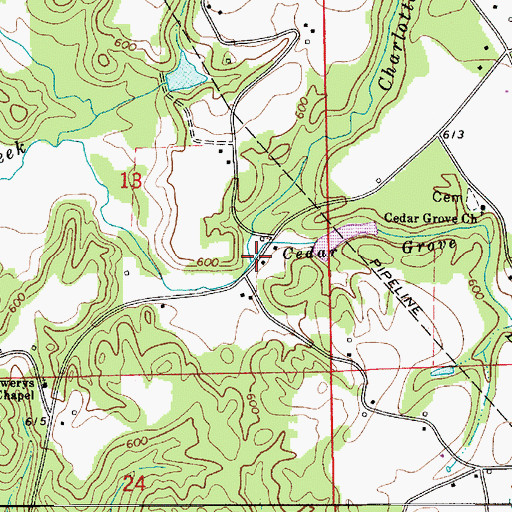 Topographic Map of Cedar Grove Branch, AL