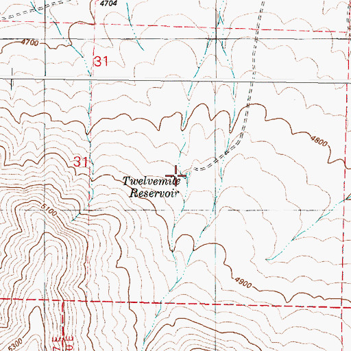 Topographic Map of Twelvemile Reservoir, OR