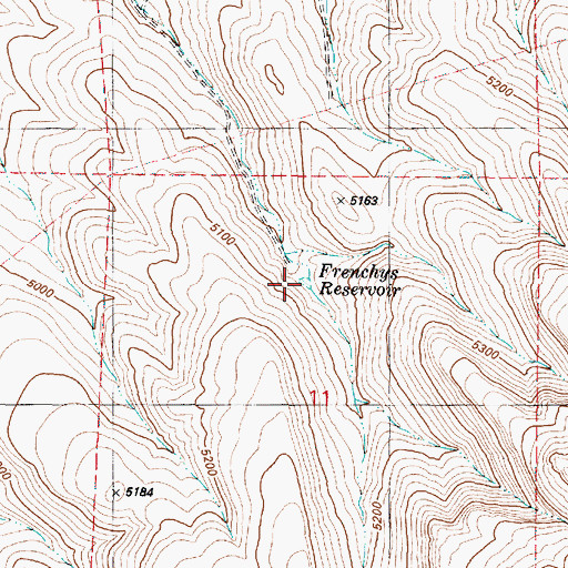 Topographic Map of Frenchys Reservoir, OR