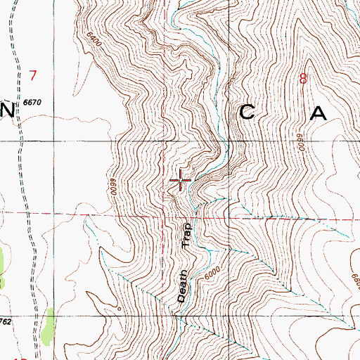 Topographic Map of Death Trap, OR
