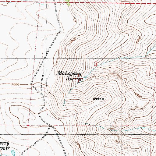 Topographic Map of Mahogany Spring, OR
