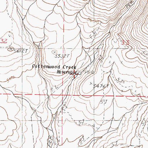 Topographic Map of Cottonwood Creek Reservoir, OR