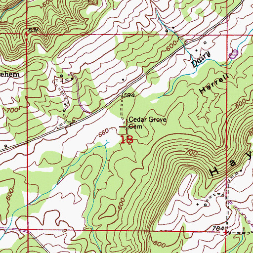 Topographic Map of Cedar Grove Cemetery, AL