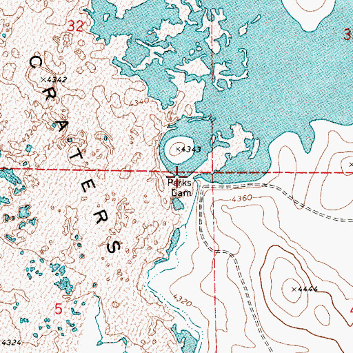 Topographic Map of Parks Dam, OR