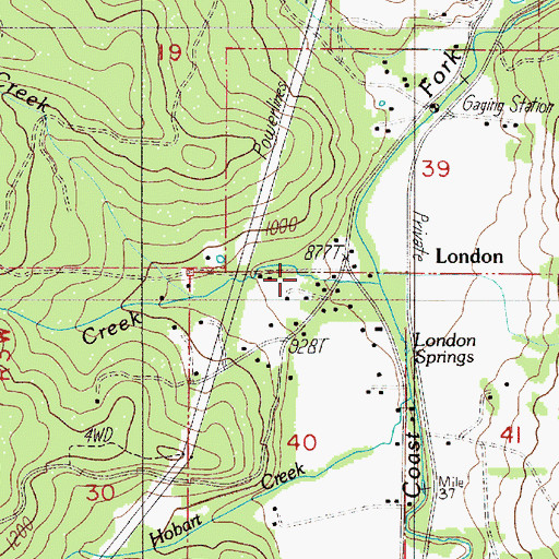 Topographic Map of London, OR