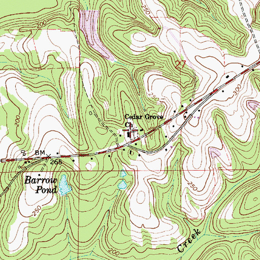 Topographic Map of Cedar Grove Church of Christ, AL
