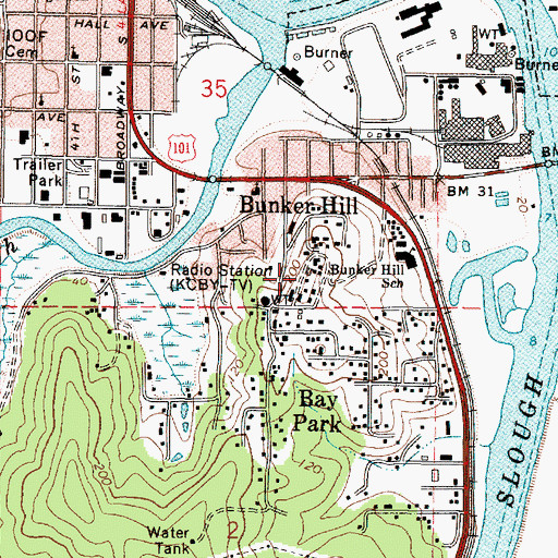 Topographic Map of Bunker Hill Mine (historical), OR