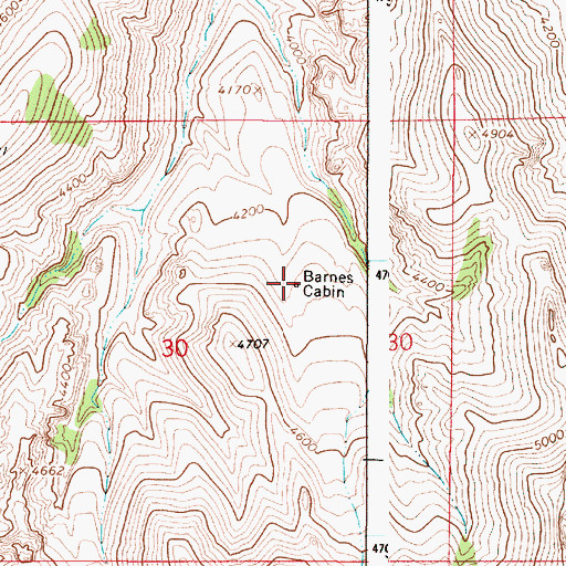 Topographic Map of Barnes Cabin, OR
