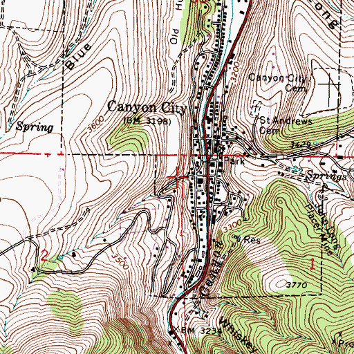 Topographic Map of Town Gulch, OR