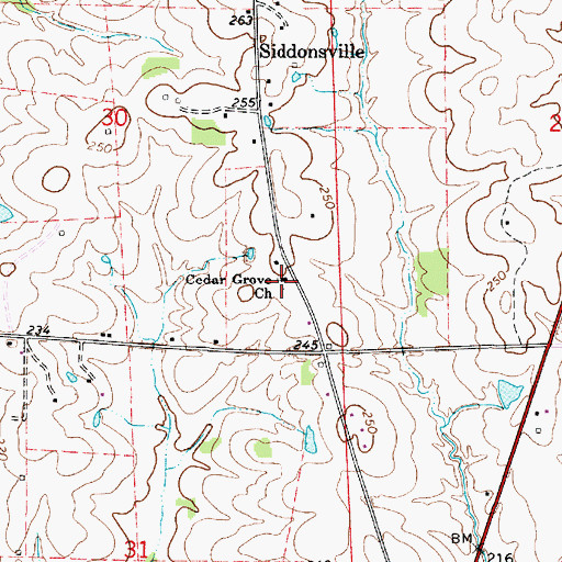Topographic Map of Cedar Grove Church, AL