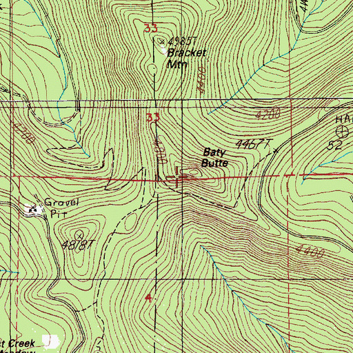 Topographic Map of Baty Butte, OR