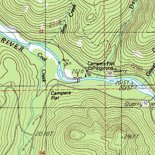 Topographic Map of Campers Flat Recreation Site, OR