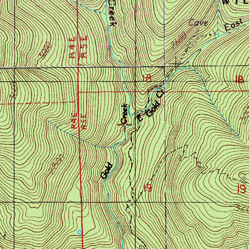 Topographic Map of East Gold Creek, OR