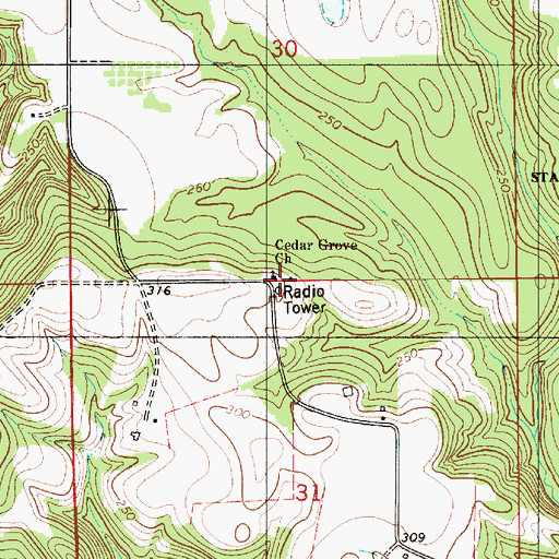 Topographic Map of Cedar Grove Church, AL