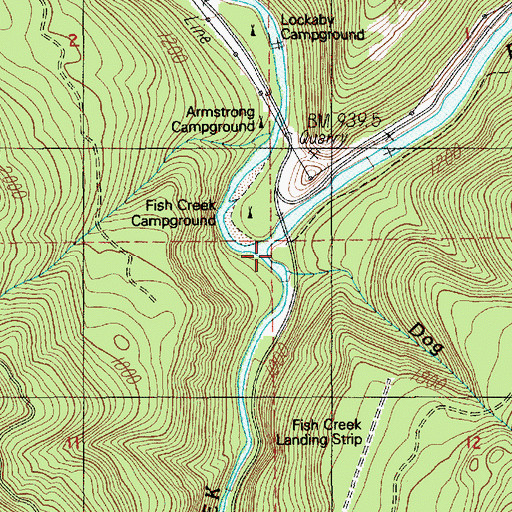 Topographic Map of Fish Creek, OR