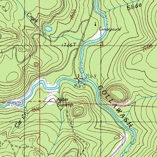Topographic Map of Hot Springs Fork, OR