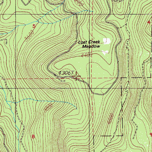 Topographic Map of Lost Creek Meadow, OR